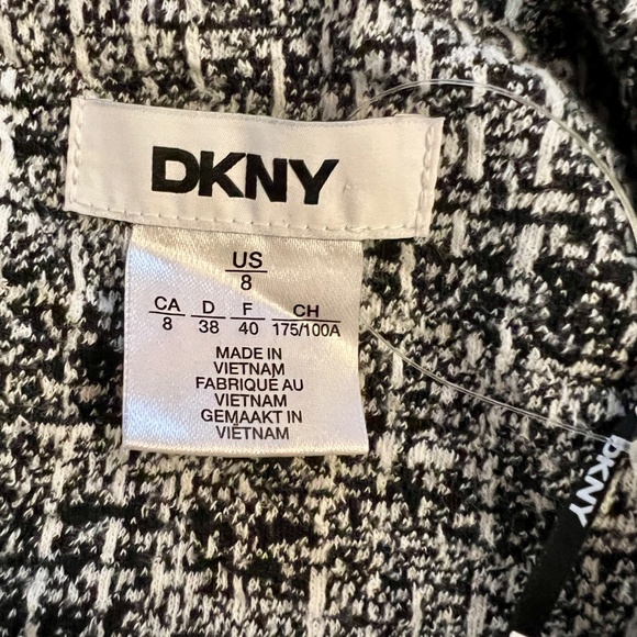 NWOT DKNY Black & White Stretch Woven Fit & Flare Bell Sleeve Dress US Size 8 - Picture 9 of 9
